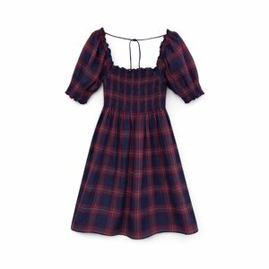 Hill House Home Athena Nap Dress‎ Iris Tartan Plaid Cotton XS